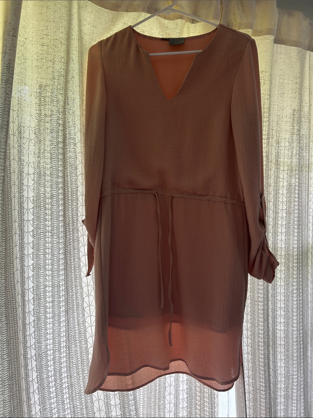 Lightweight Mauve Tie-Waist Women's Dress